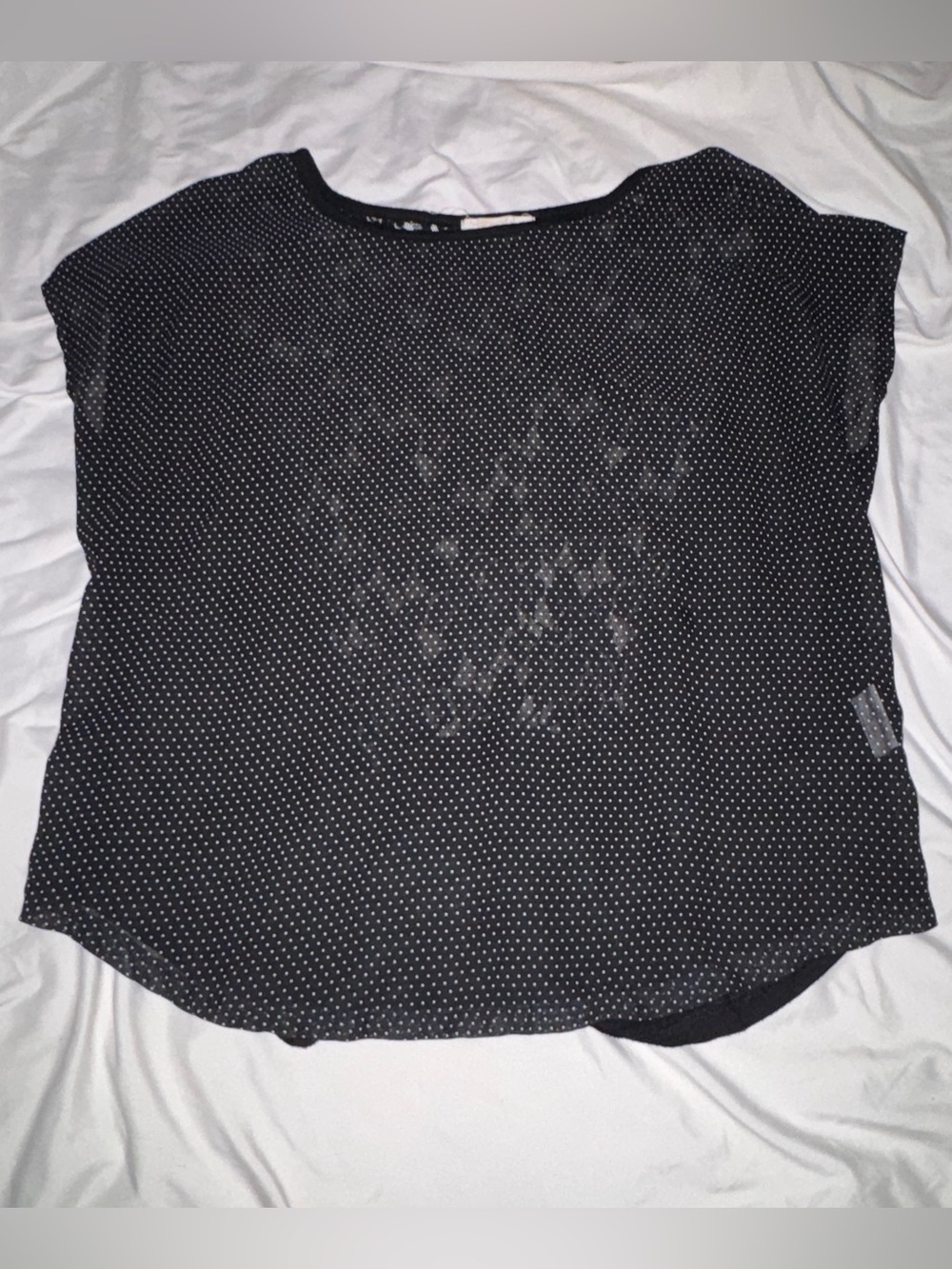 Rewind Dolman Sleeve Polka Dot Women’s sheer Top - Black